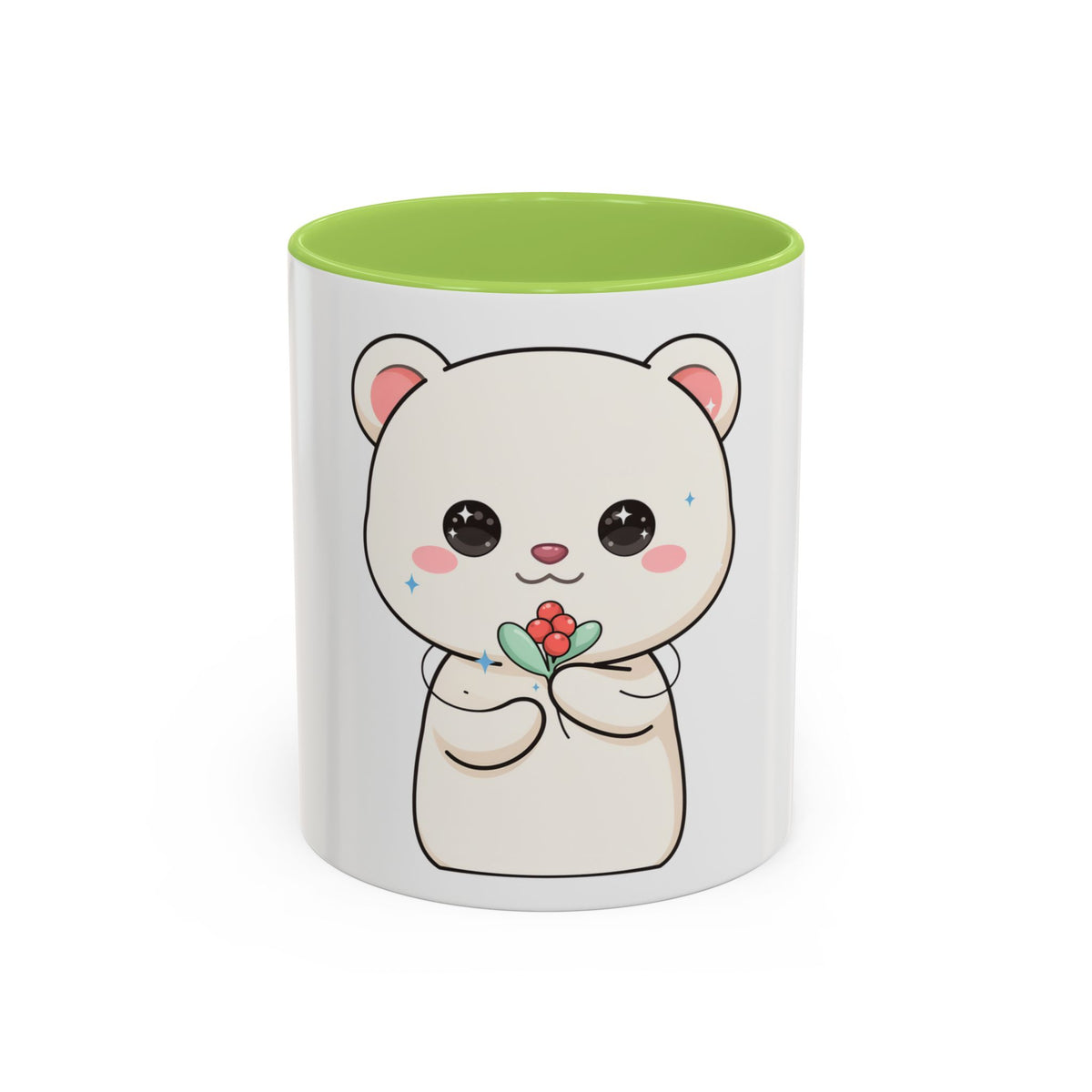 Kawaii Polar Bear Christmas Mug with Mistletoe