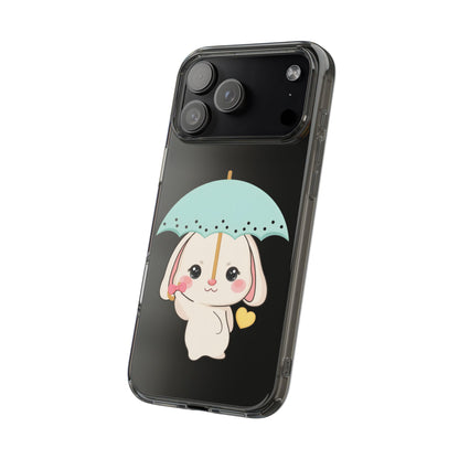 Kawaii Bunny Phone Case with Umbrella | Cute Clear Case