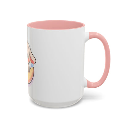 Kawaii Bunny Accent Coffee Mug, Cute Moon Rabbit Gift