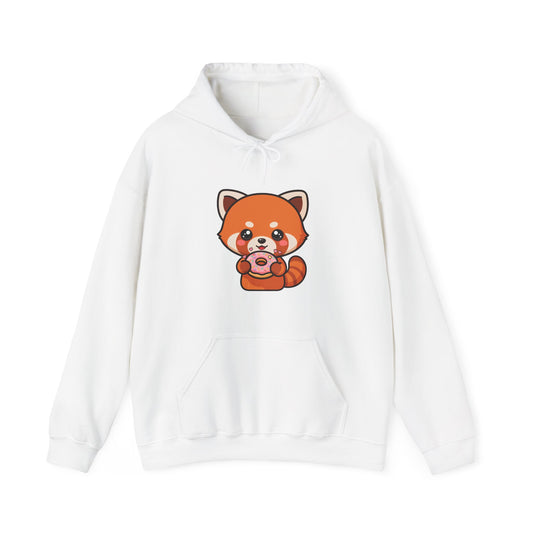 Red Panda Donut Hoodie, Kawaii Unisex Heavy Blend Sweatshirt