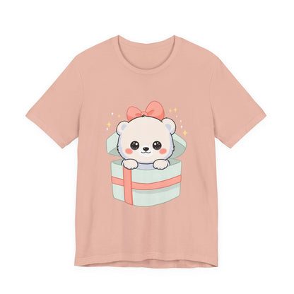 Kawaii Polar Bear Tee, Cute Gift Box Cub Unisex Shirt