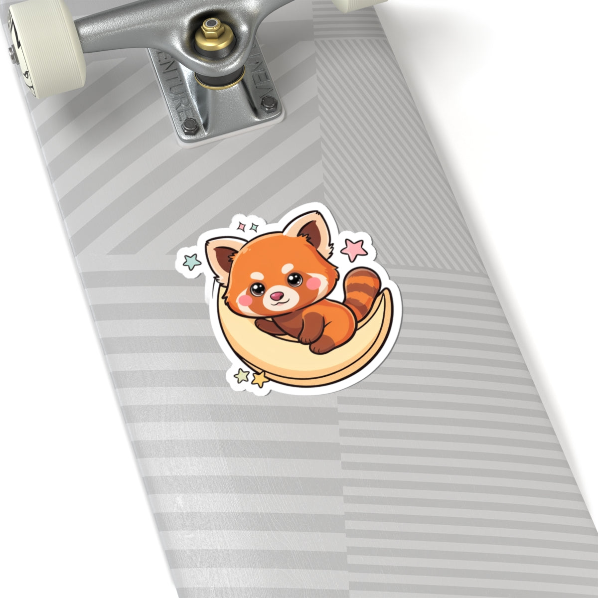 Red Panda Moon Sticker, Cute Kawaii Kiss-Cut Vinyl