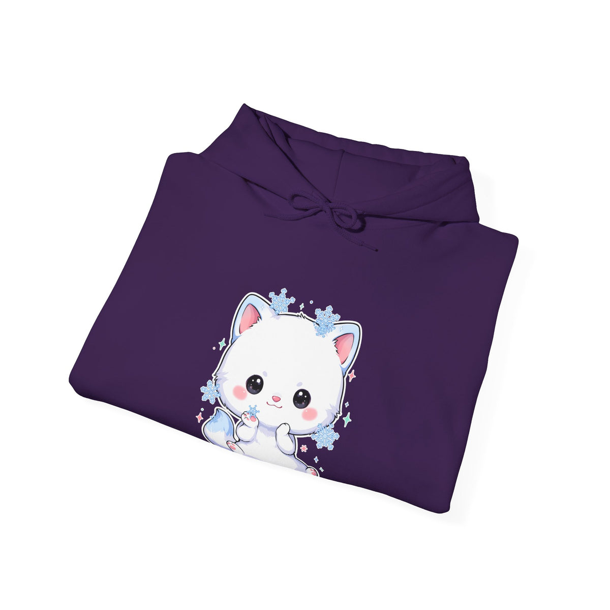 Kawaii Arctic Fox Hoodie, Cute Snowflake Fox Sweatshirt