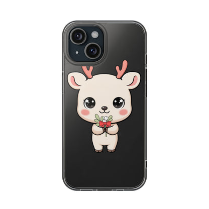 Kawaii Christmas Reindeer Clear Phone Case Gift