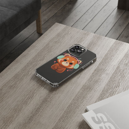 Red Panda Phone Case, Kawaii Music Lover Clear Case