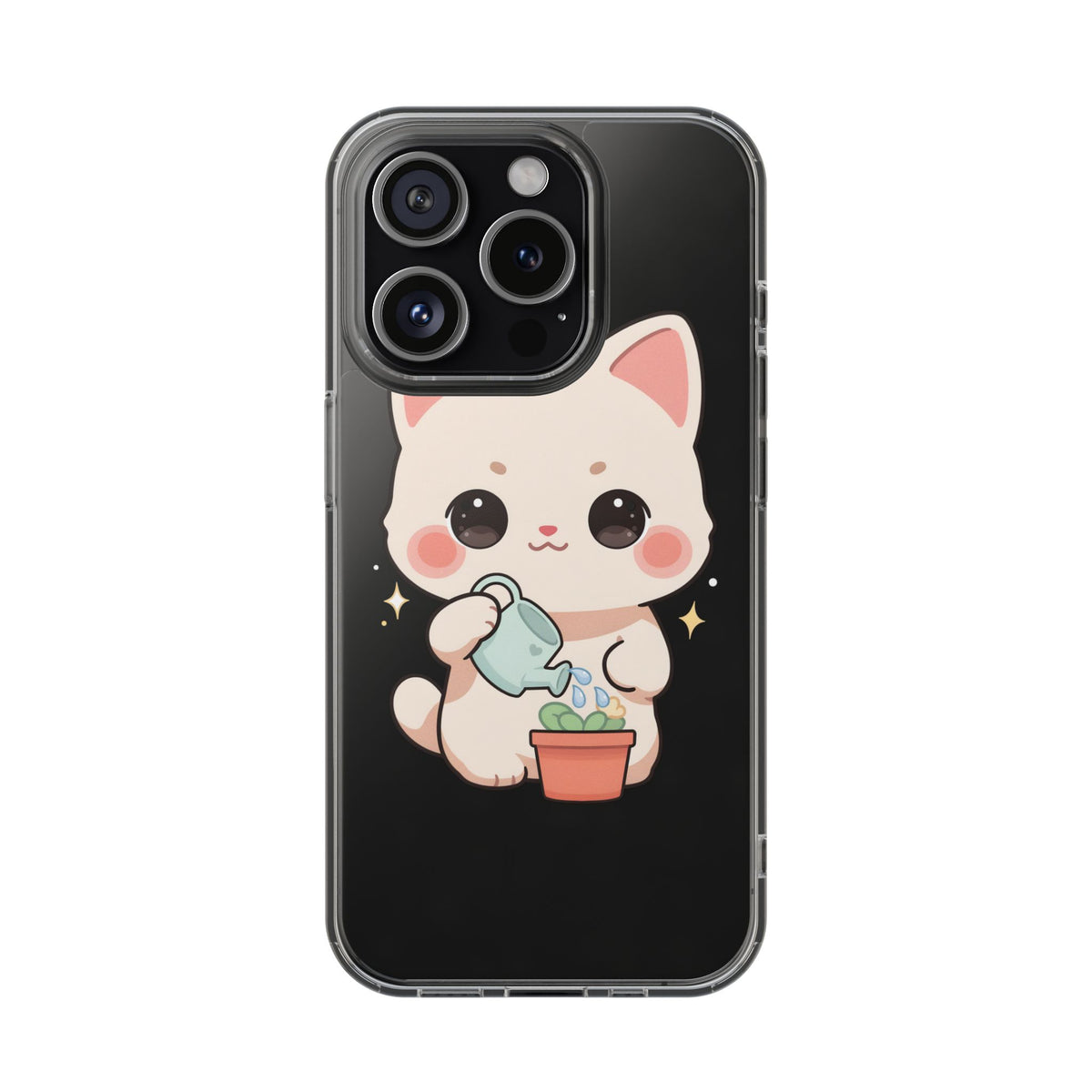 Kawaii Cat Phone Case, Cute Plant Lover Gift