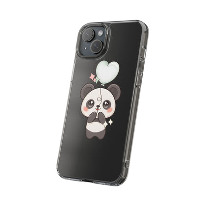 Kawaii Panda Clear Phone Case with Balloon