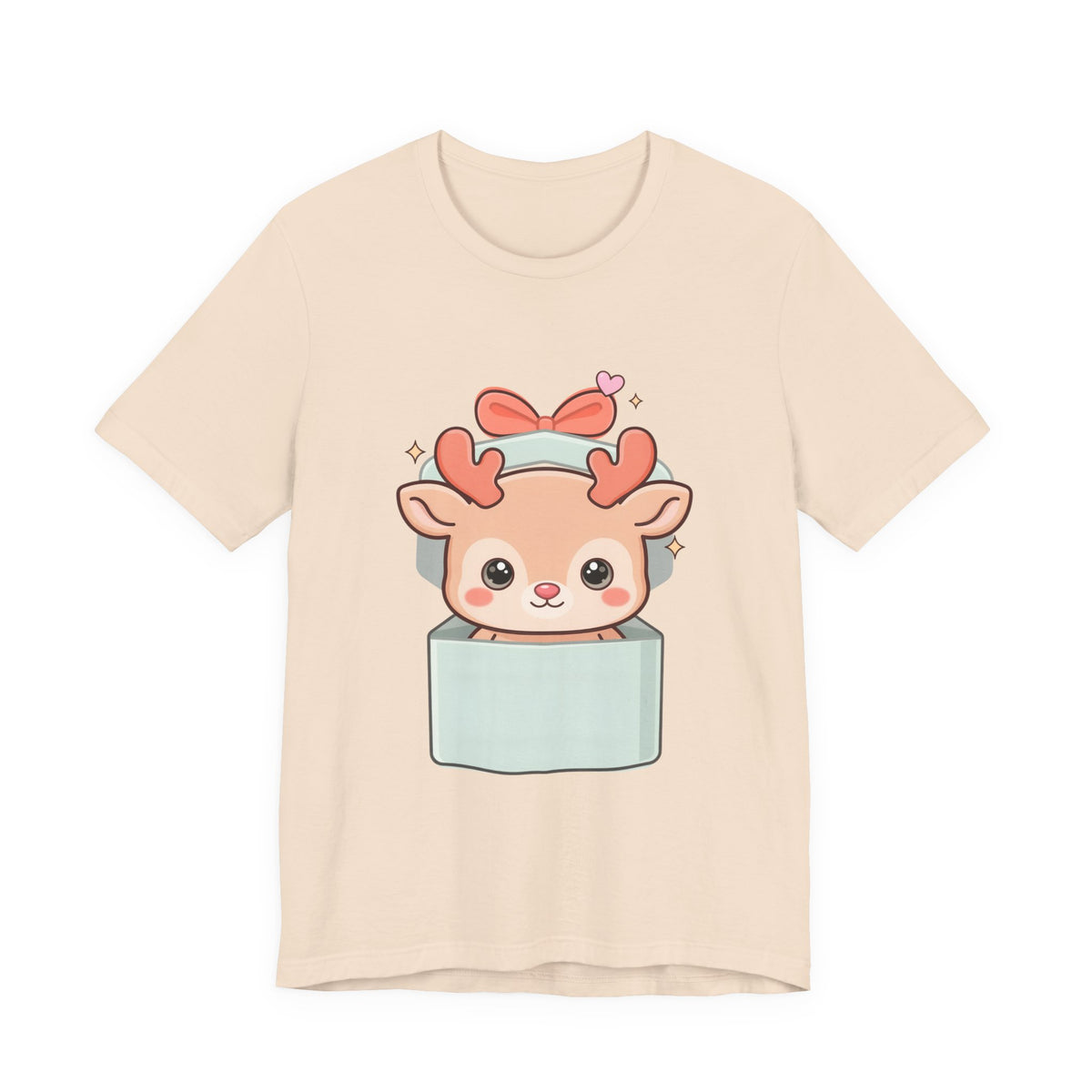 Kawaii Reindeer T-Shirt – Cute Gift Box Christmas Tee