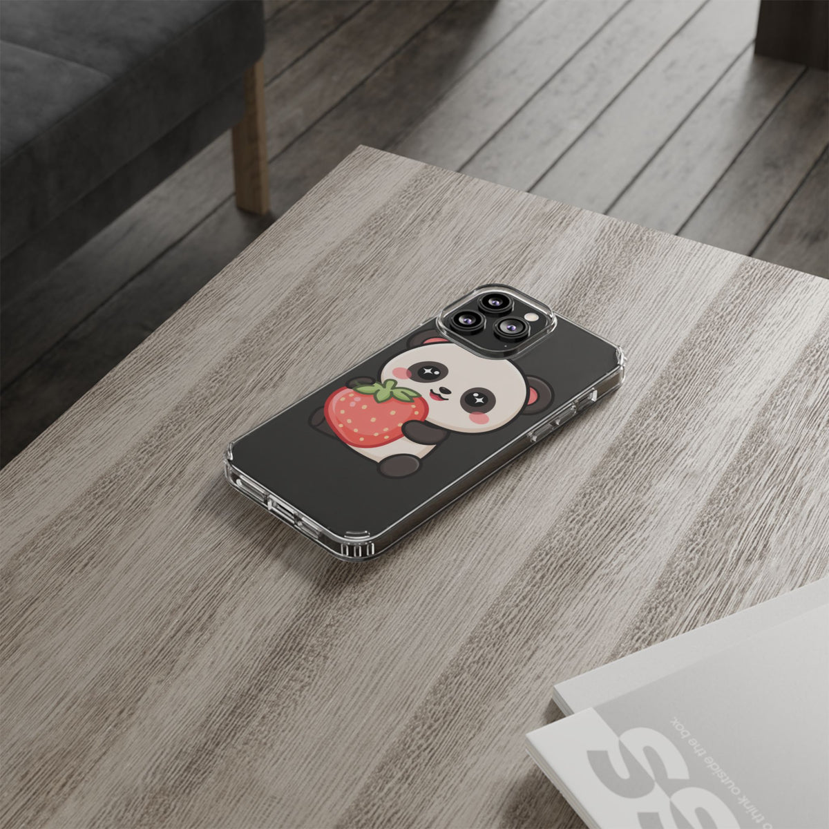 Kawaii Panda Phone Case, Sweet Strawberry Gift