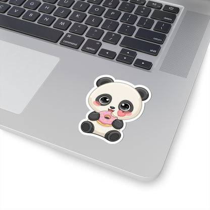 Kawaii Panda Sticker, Cute Donut Lover Vinyl Decal