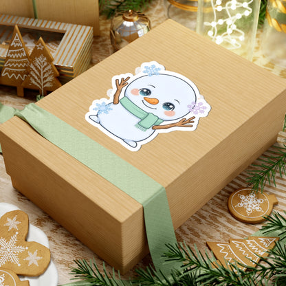 Kawaii Snowman Kiss-Cut Sticker for Winter Cheer