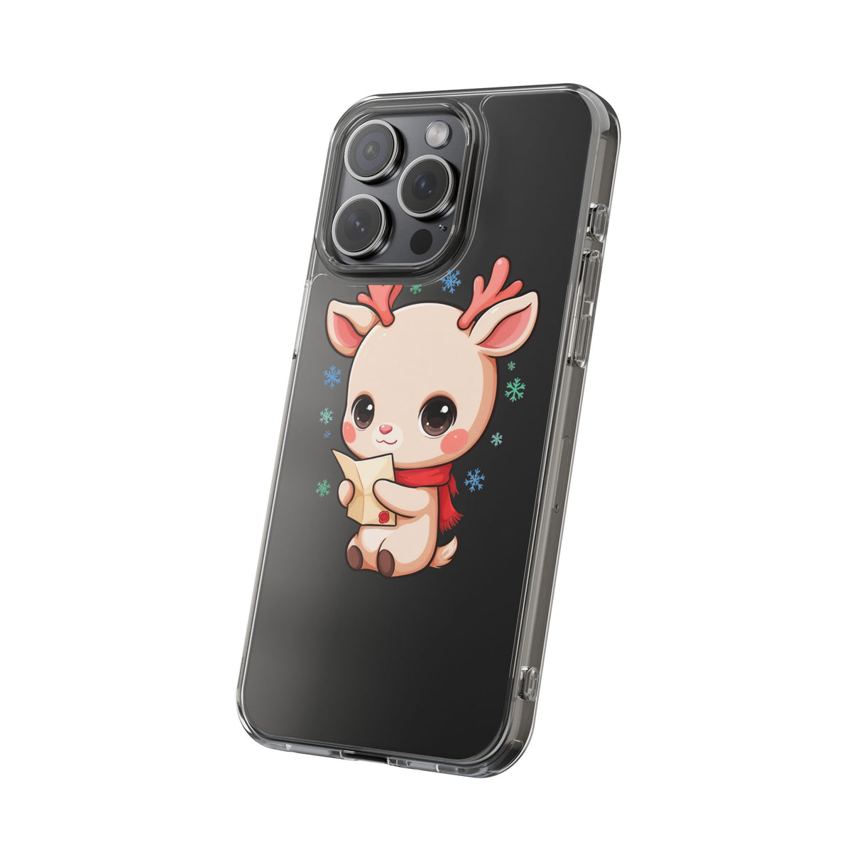 Christmas Reindeer Clear Impact-Resistant Phone Case