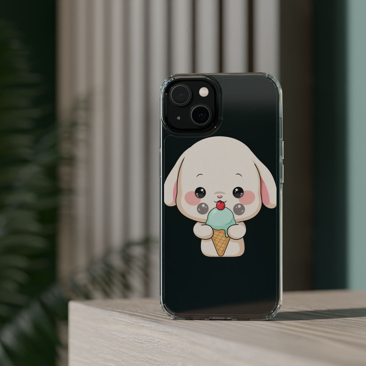 Kawaii Bunny Phone Case, Ice Cream Cutie Clear Case
