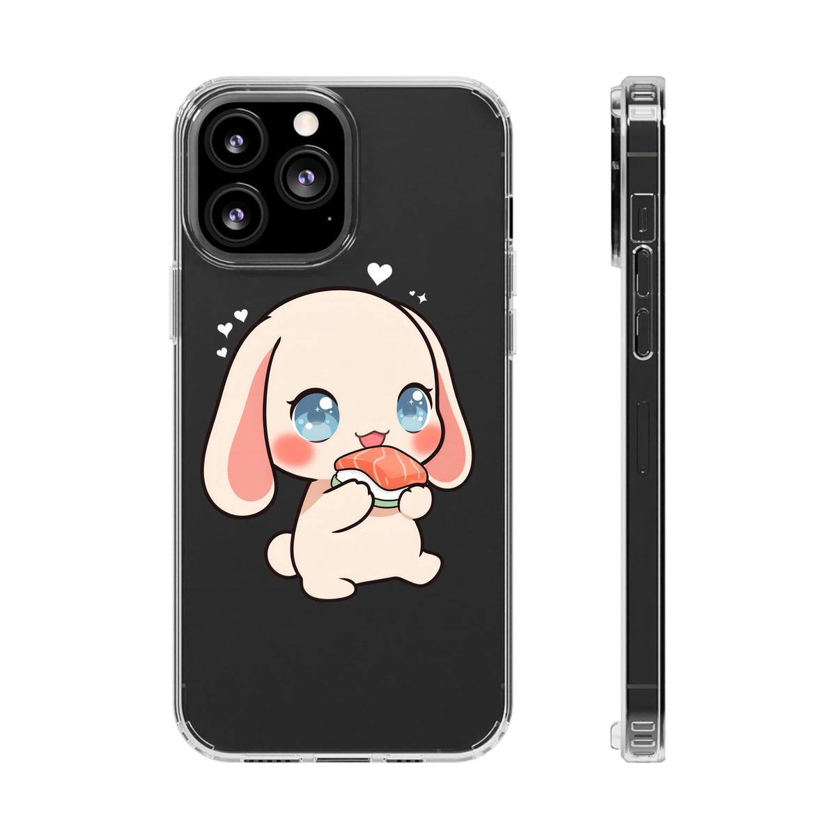 Kawaii Bunny Sushi Phone Case, Clear Impact-Resistant