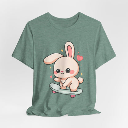 Kawaii Bunny Skateboard T-Shirt for Cute Style Fans