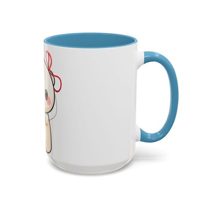 Kawaii Polar Bear Mug, Cute Jingle Bell Accent Coffee Cup