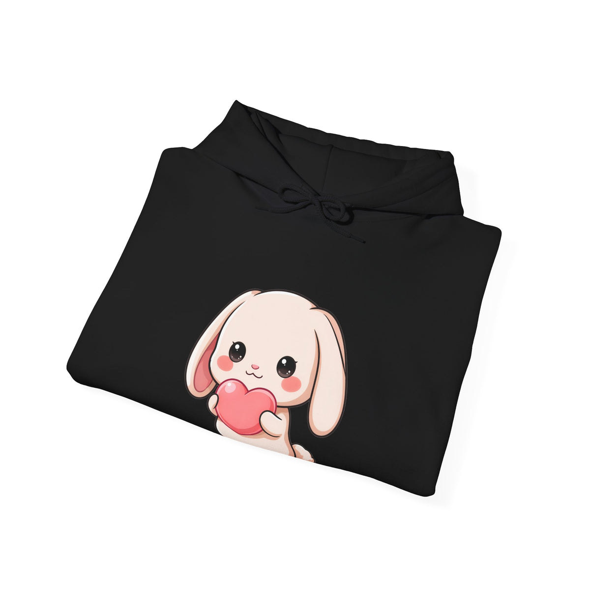 Kawaii Bunny Heart Hoodie, Cute Unisex Heavy Blend Sweatshirt