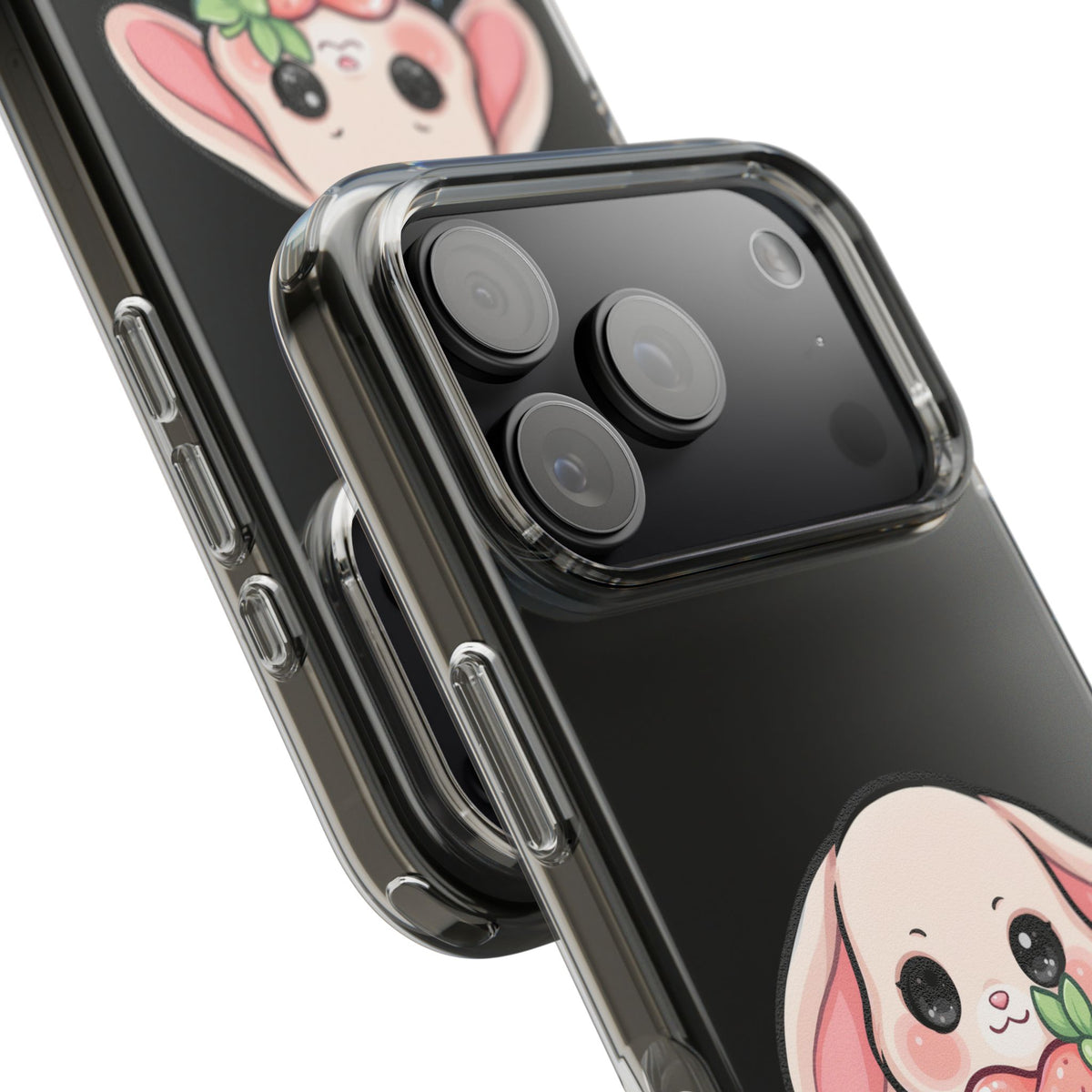 Kawaii Bunny Strawberry Phone Case, Clear Impact-Resistant