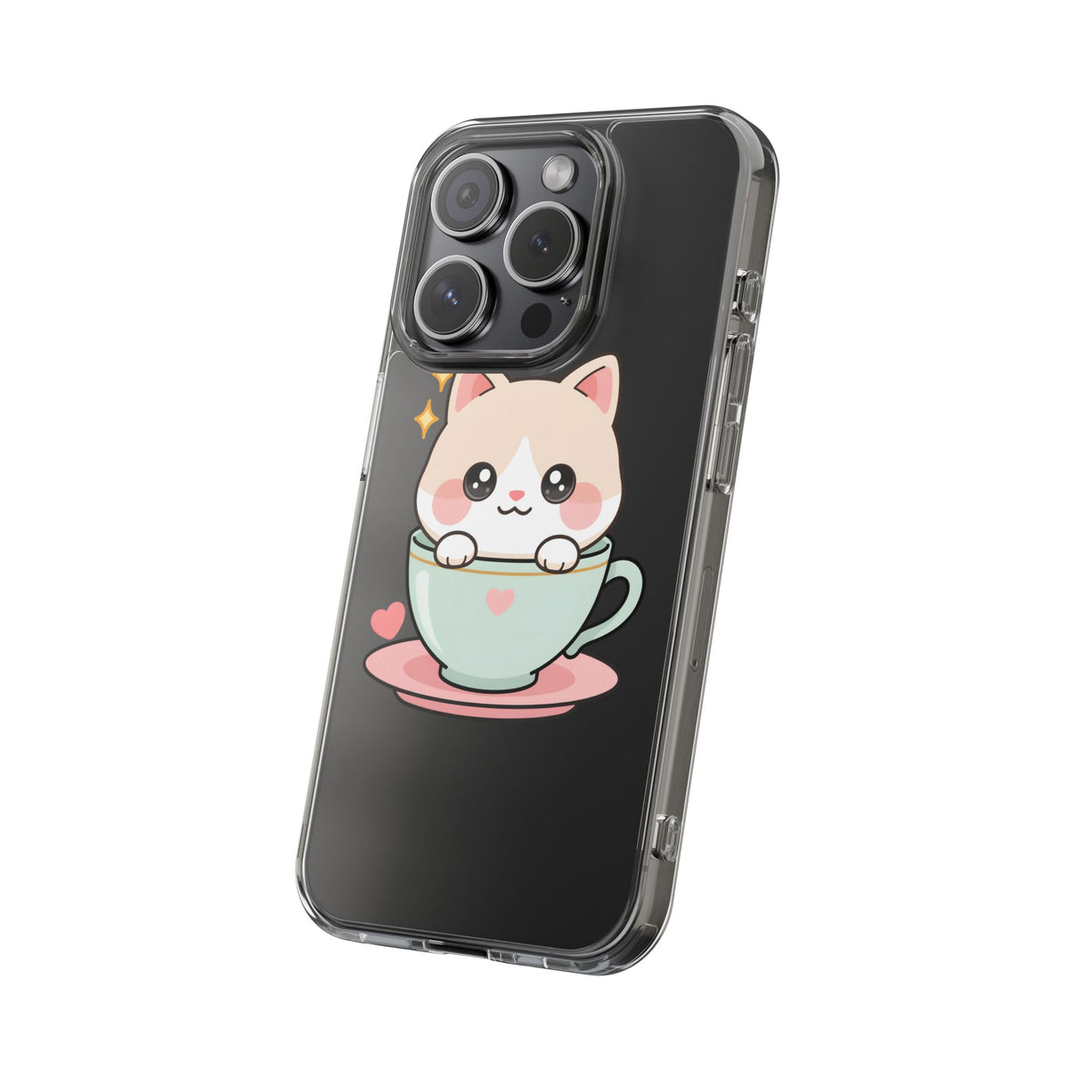 Kawaii Cat Phone Case, Cute Teacup Kitty Gift