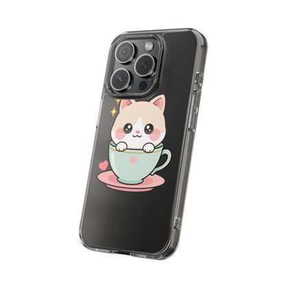 Kawaii Cat Phone Case, Cute Teacup Kitty Gift