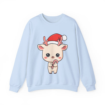 Kawaii Reindeer Christmas Sweatshirt, Cute Holiday Crewneck