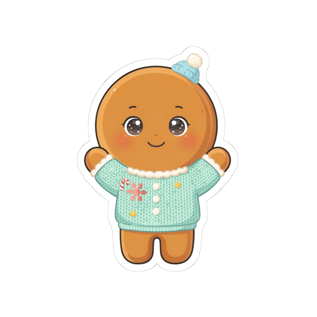 Christmas Gingerbread Sticker, Kawaii Holiday Gift
