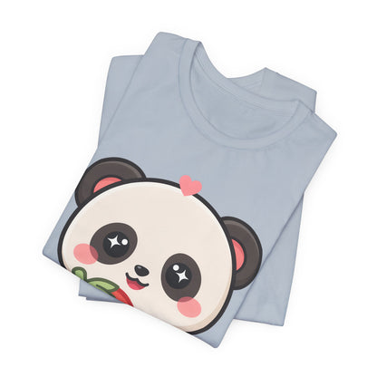 Kawaii Panda Strawberry T-Shirt – Sweet Chibi Animal Tee
