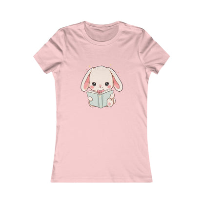 Kawaii Reading Bunny Women's Tee for Book Lovers