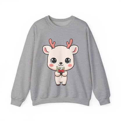 Kawaii Reindeer Sweatshirt, Cute Christmas Crewneck