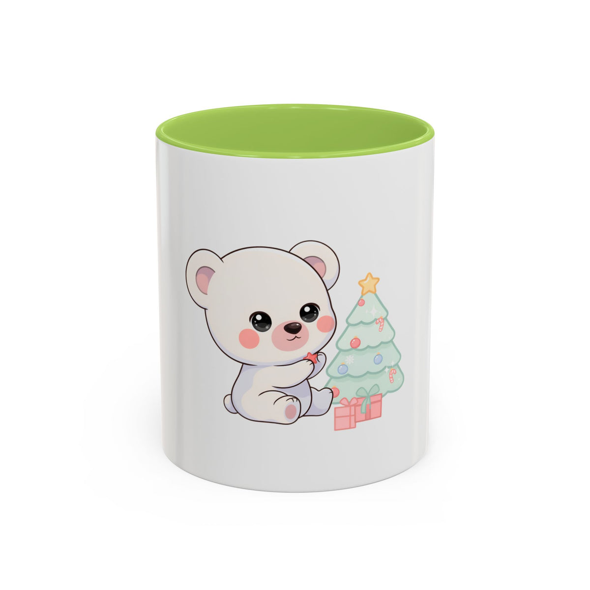 Kawaii Polar Bear Christmas Mug, 11 oz Accent Coffee Mug