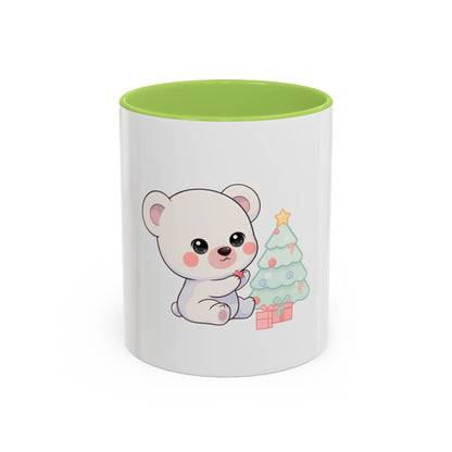 Kawaii Polar Bear Christmas Mug, 11 oz Accent Coffee Mug