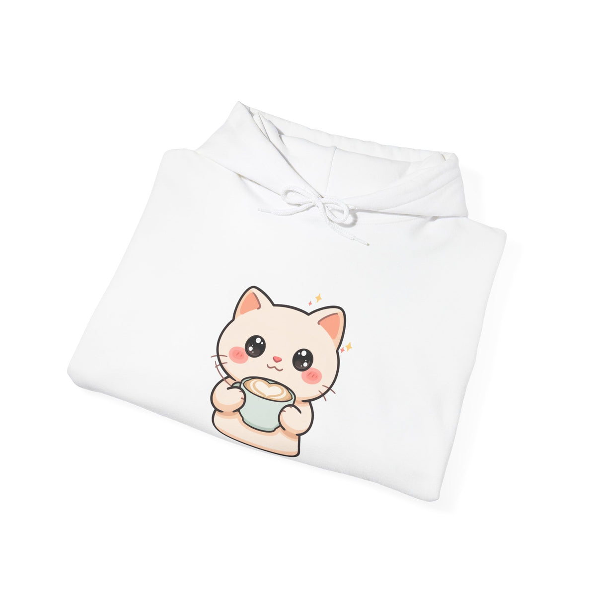 Kawaii Cat Latte Hoodie, Cute Cozy Cat Sweatshirt