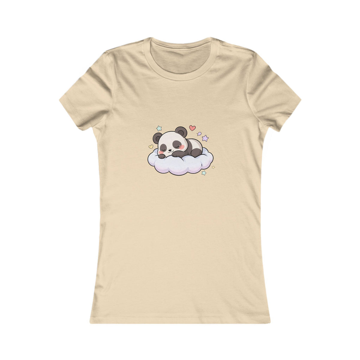 Kawaii Panda Women's Tee, Sleeping Panda on a Cloud