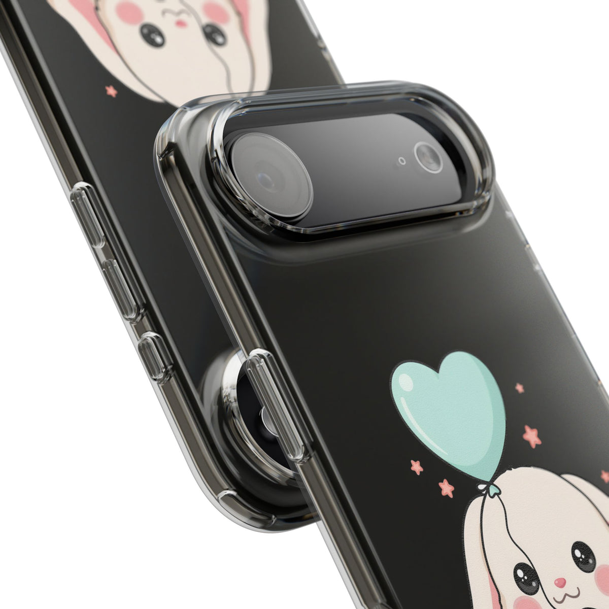 Kawaii Bunny Phone Case with Balloon, Clear Impact-Resistant