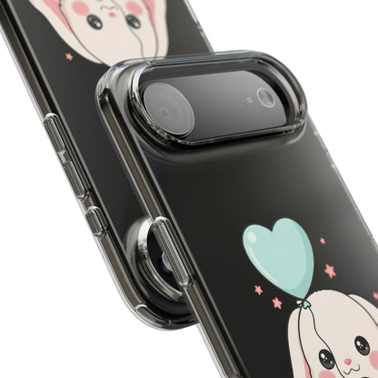 Kawaii Bunny Phone Case with Balloon, Clear Impact-Resistant