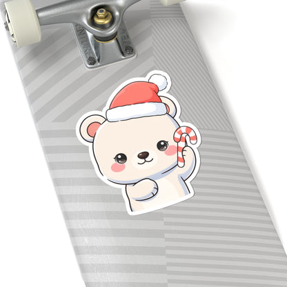Christmas Polar Bear Sticker, Cute Kawaii Holiday Gift
