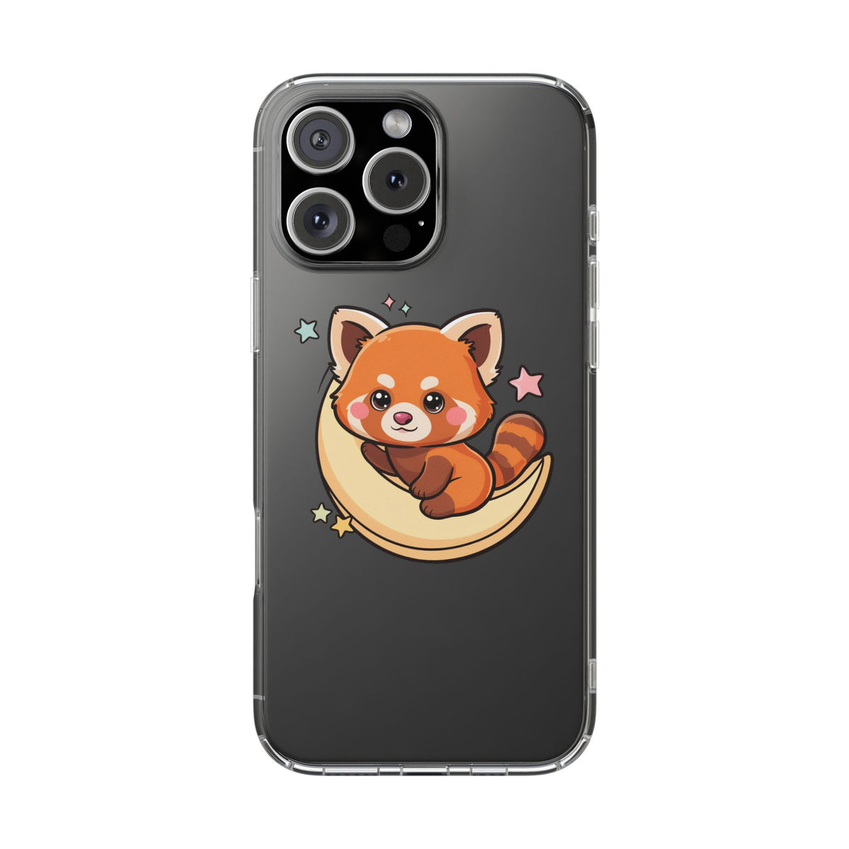 Red Panda Phone Case, Kawaii Moon Companion