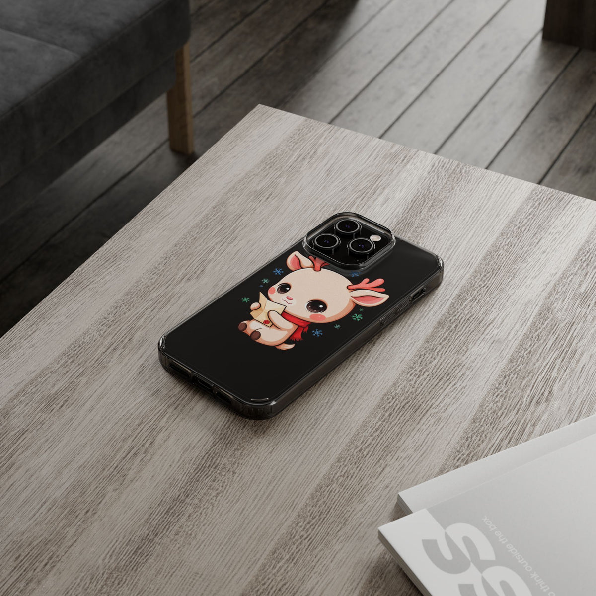 Christmas Reindeer Clear Impact-Resistant Phone Case