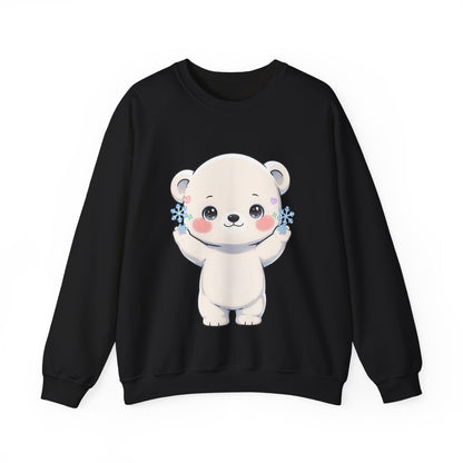 Kawaii Polar Bear Sweatshirt, Cute Snowflake Crewneck