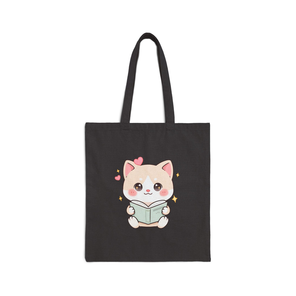 Book Lover Cat Tote Bag – Cute Kawaii Reading Cat