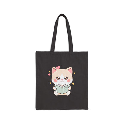 Book Lover Cat Tote Bag – Cute Kawaii Reading Cat