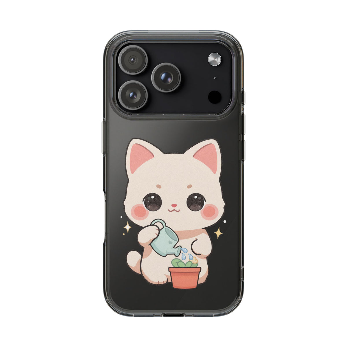 Kawaii Cat Phone Case, Cute Plant Lover Gift