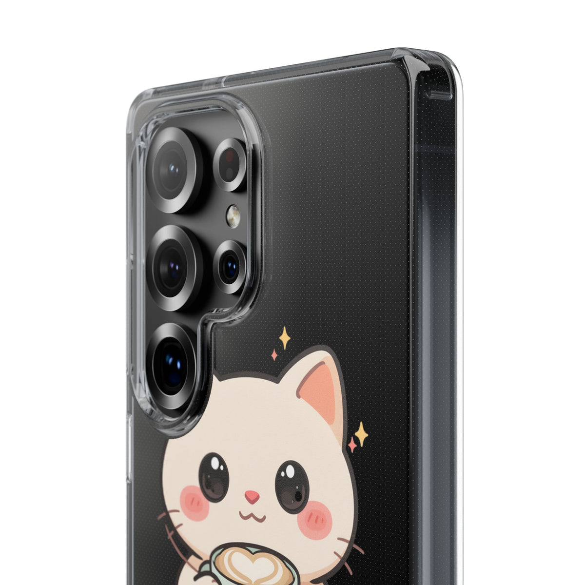 Kawaii Cat Latte Phone Case, Clear Impact-Resistant