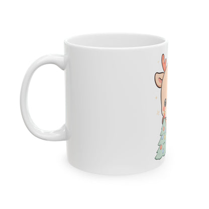 Kawaii Christmas Reindeer Mug for Cozy Holiday Desk Moments