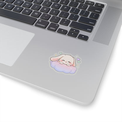 Kawaii Bunny Sticker on a Cloud for Cozy-Day Fans
