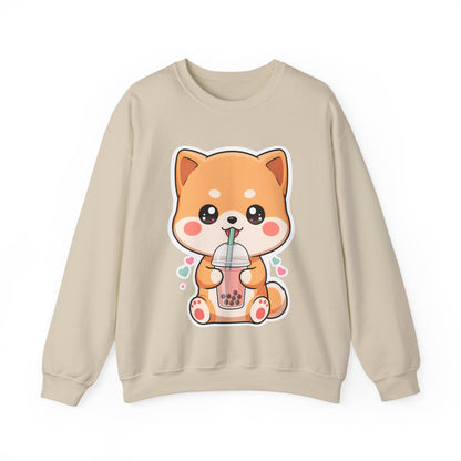 Kawaii Shiba Inu Bubble Tea Sweatshirt, Cute Dog Gift