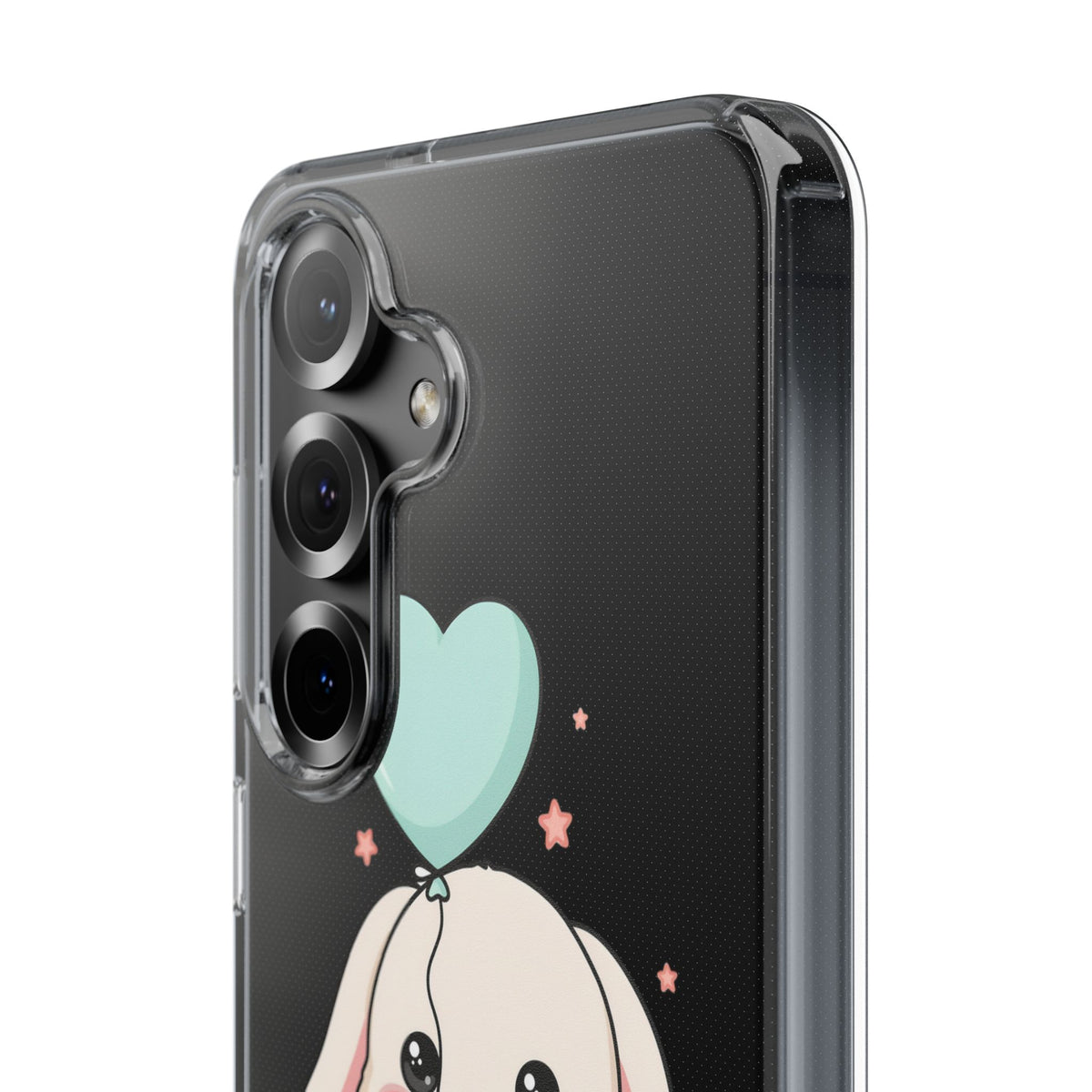 Kawaii Bunny Phone Case with Balloon, Clear Impact-Resistant