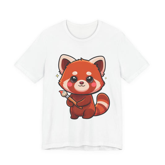 Kawaii Red Panda Artist T-Shirt for Creative Animal Lovers
