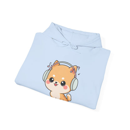 Kawaii Shiba Inu Hoodie for Cozy Music Lovers