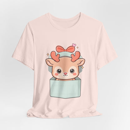 Kawaii Reindeer T-Shirt – Cute Gift Box Christmas Tee